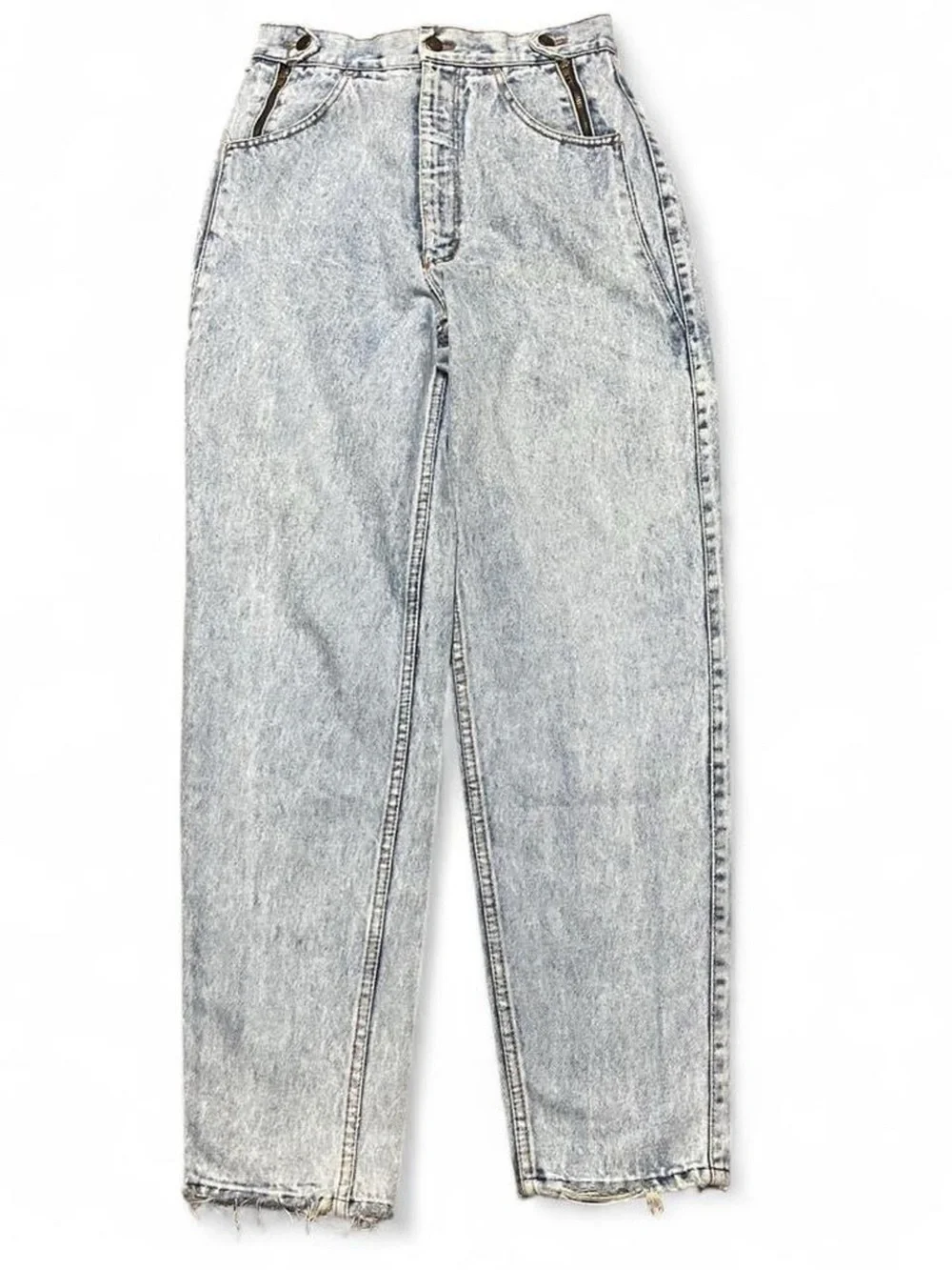 Vintage Pulse 80s Acid Wash High Rise Mom Jeans Size 2 Light Wash Retro 26x30